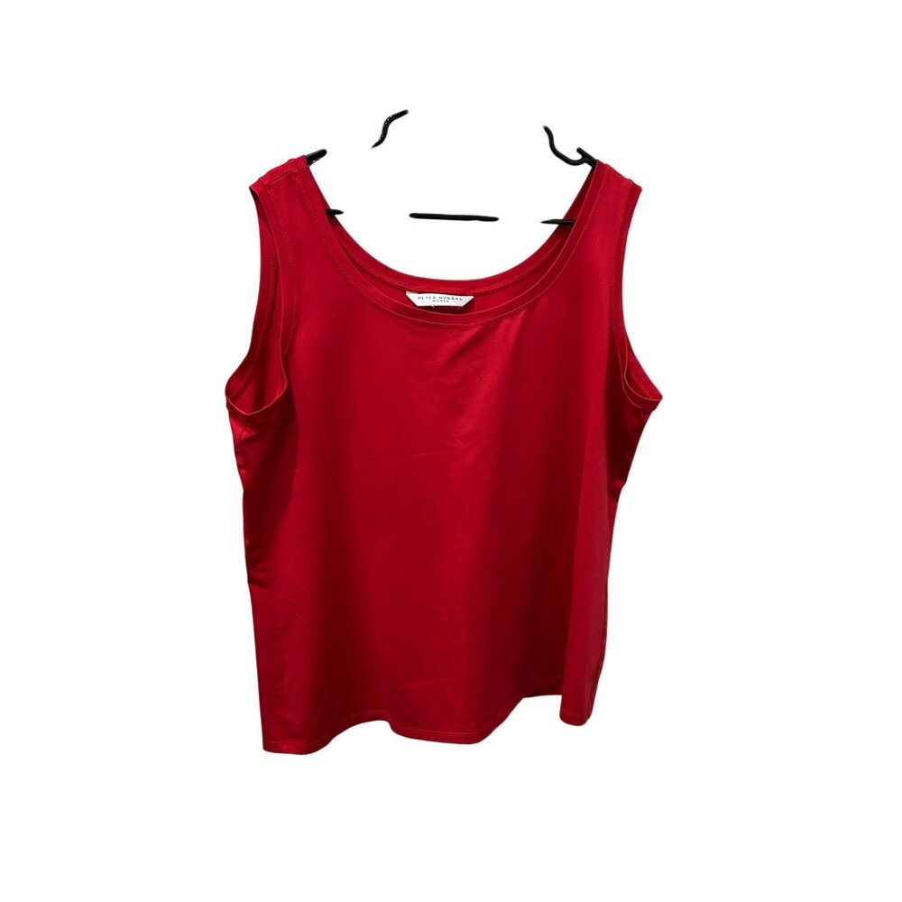 NO SIZE TAG Peter Nygard Womens Red Round Neck Sleeveless Nylon Spandex Top SZ